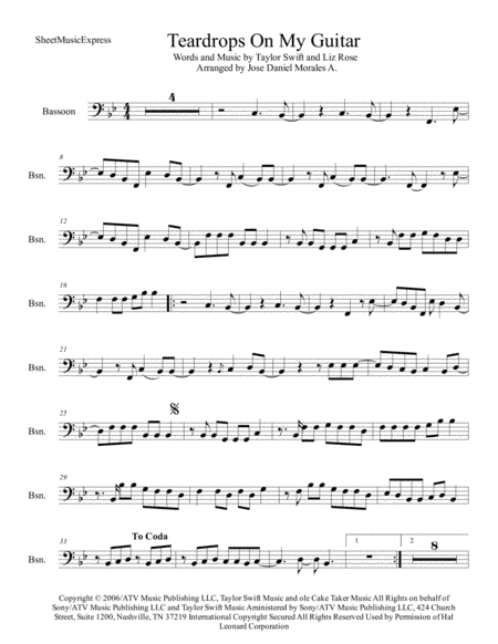 Teardrops On My Guitar (arr. Jose Daniel Morales A.)
