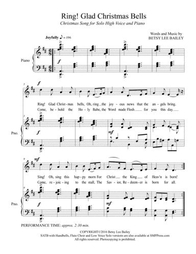 Ring Glad Christmas Bells, vocal solo high