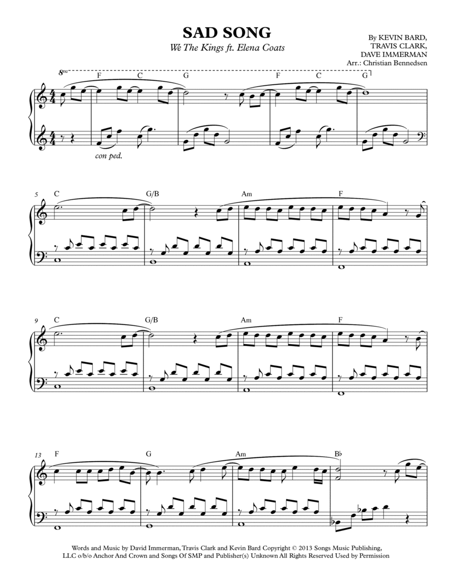 Sad Song (arr. Christian Bennedsen)