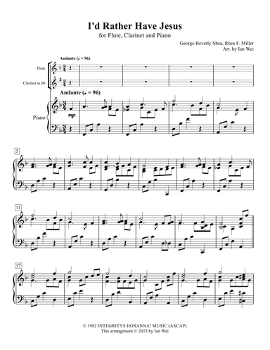 I'd Rather Have Jesus (arr. Ian Wei)