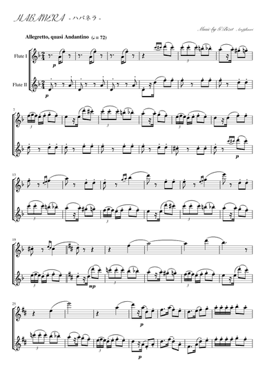 "Habanera" flute duet, score (arr. pfkaori)