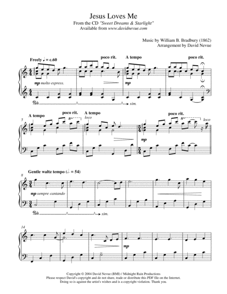 Jesus Loves Me (arr. David Nevue)
