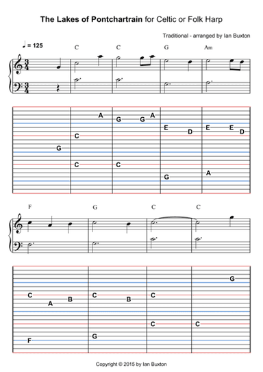 The Lakes of Pontchartrain for Celtic or Folk Harp with Chords (arr. Ian Buxton)