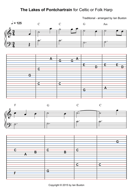 The Lakes of Pontchartrain for Celtic or Folk Harp with Chords (arr. Ian Buxton)