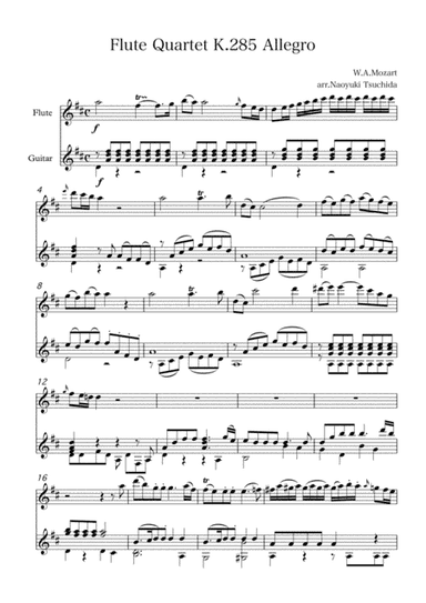 Flute Quartet K.285 Allegro Flute & Guitar