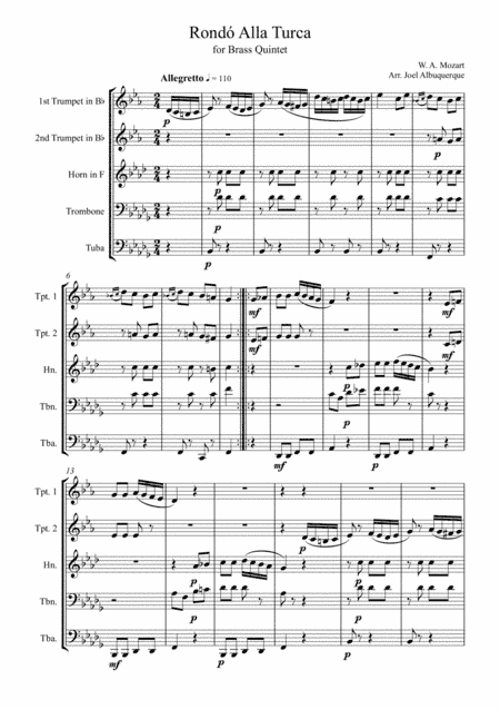 Rondó Alla Turca - Brass Quintet (arr. Joel Albuquerque)