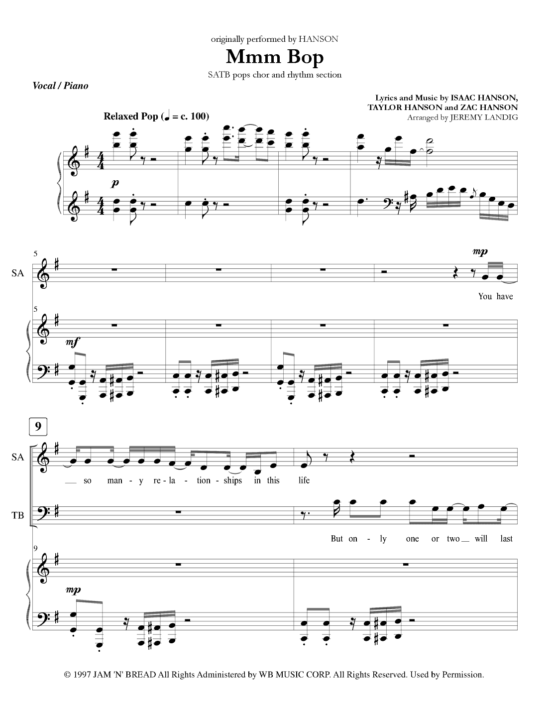 Mmm Bop (arr. Jeremy Landig)