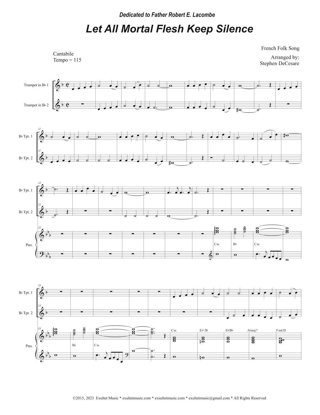 Let All Mortal Flesh Keep Silence (Duet for Bb-Trumpet) (arr. Stephen DeCesare)