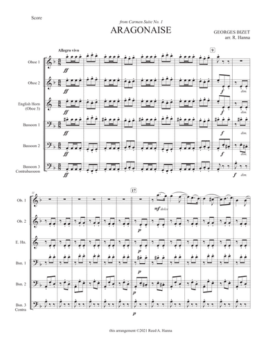"Aragonaise" from Carmen Suite (Double Reed Ensemble) (arr. R. Hanna)