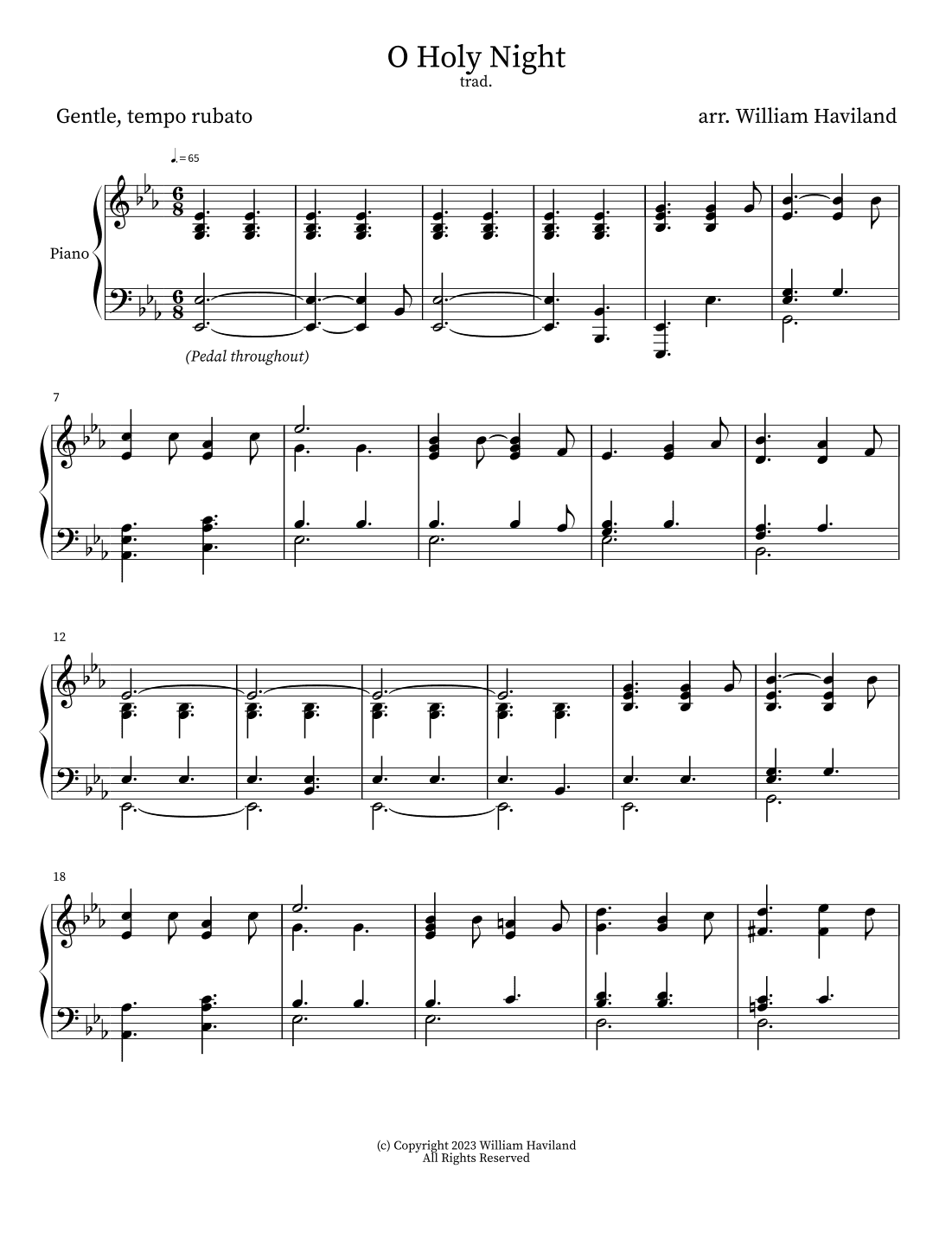 O Holy Night [arr. for solo piano] (arr. William Haviland)