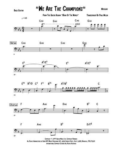 We Are The Champions (arr. P Welsh)