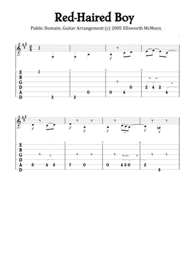 Red-Haired Boy (For Fingerstyle Guitar Tuned Drop D) (arr. Ellsworth McMeen)