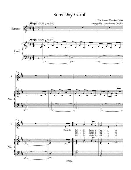 Sans Day Carol (arr. Laurie Jeanne Crockett)