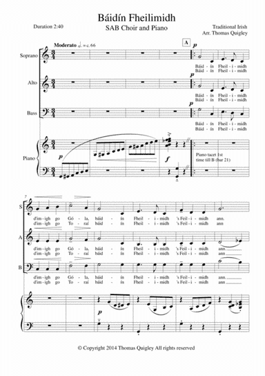 Báidín Fheilimidh (arr. Thomas Quigley)