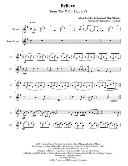 Believe (arr. Kenneth D. Friedrich)