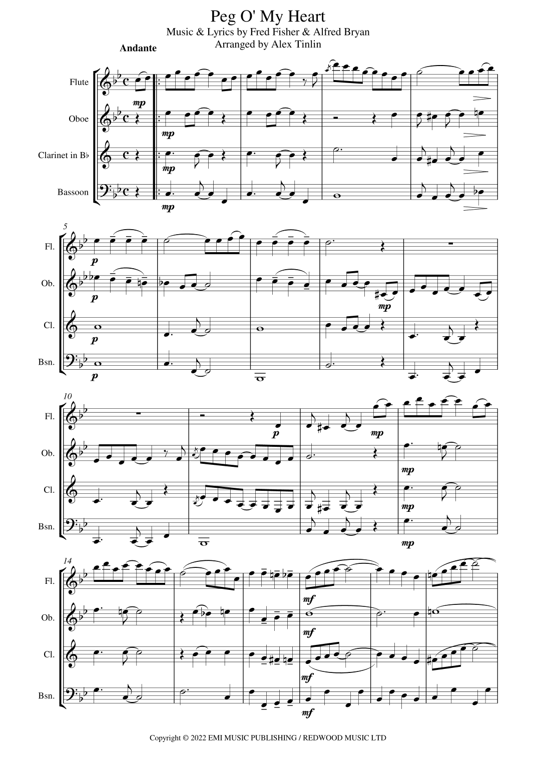 Peg O' My Heart (arr. Alex Tinlin)