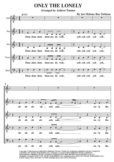 Only The Lonely (know The Way I Feel) (arr. Andrew Emmet)
