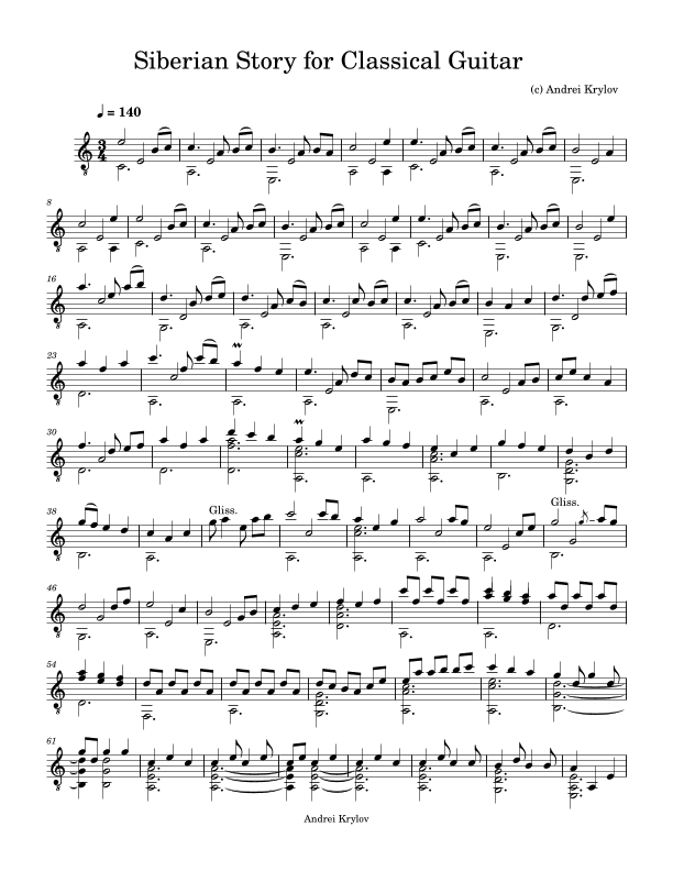 Siberian Story for Classical Guitar