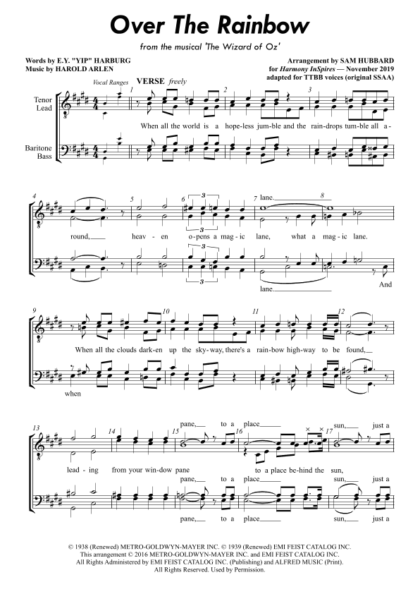 Over The Rainbow (arr. Sam Hubbard)