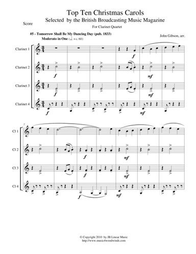 My Dancing Day for Clarinet Quartet (arr. John Gibson)