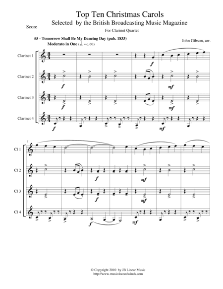 My Dancing Day for Clarinet Quartet (arr. John Gibson)