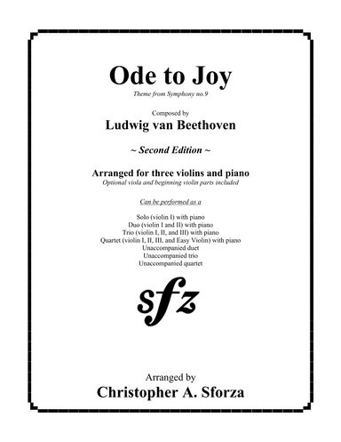 Ode to Joy, for two violins and piano (arr. Christopher A. Sforza)
