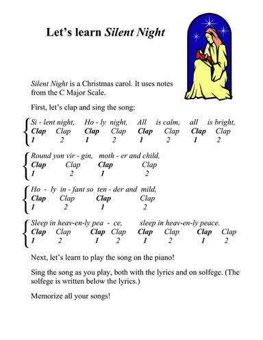 Silent Night (big letter notation) (arr. Dennis Frayne, Ruth Stevenson Alling)
