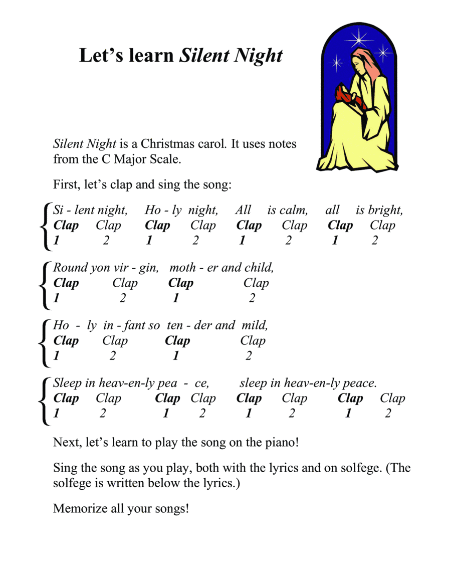 Silent Night (big letter notation) (arr. Dennis Frayne, Ruth Stevenson Alling)
