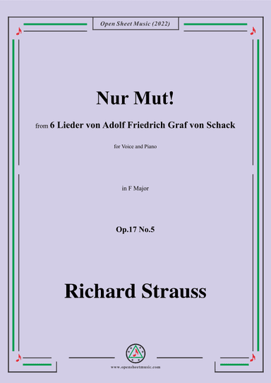Richard Strauss-Nur Mut!,in F Major,Op.17 No.5 (arr. OSM Press)