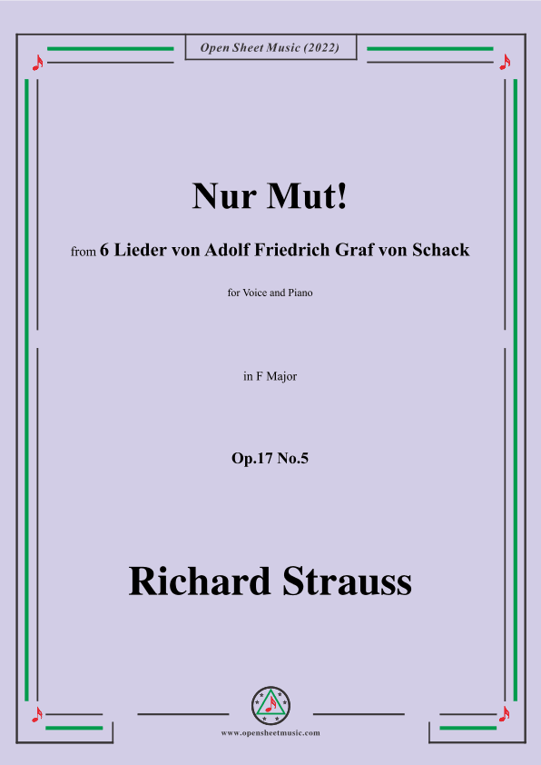 Richard Strauss-Nur Mut!,in F Major,Op.17 No.5 (arr. OSM Press)