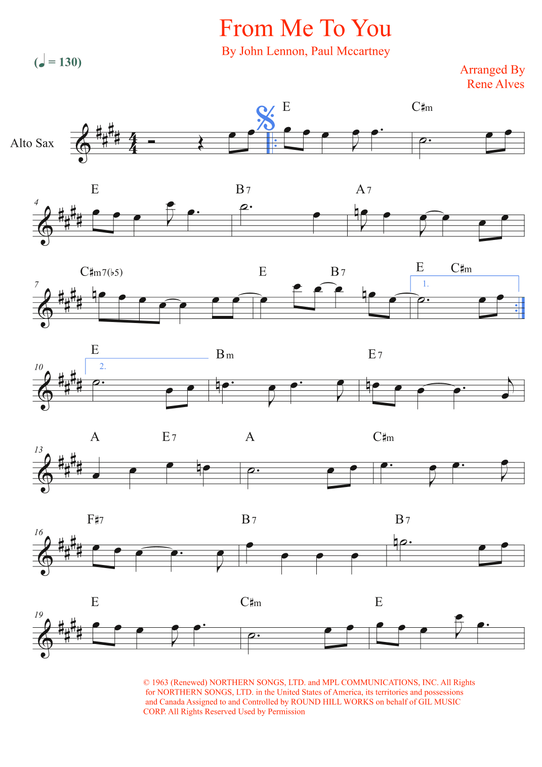 From Me To You (arr. Rene Alves)