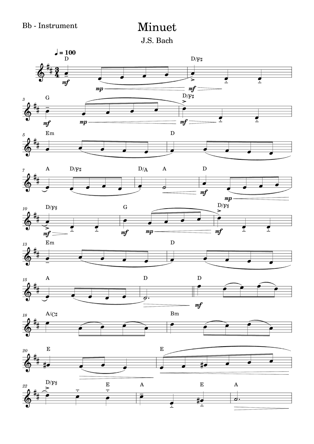 Minuet (Bach) (arr. Fabio Eduardo de Oliveira)