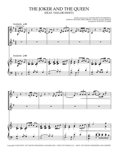 The Joker And The Queen (feat. Taylor Swift) (arr. Whitney Lussier)