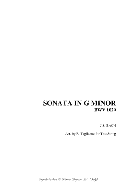 SONATA IN G MINOR  - BWV 1029 -  1st Mov. - Arr. for Trio String - With Parts (arr. Renato Tagliabue)