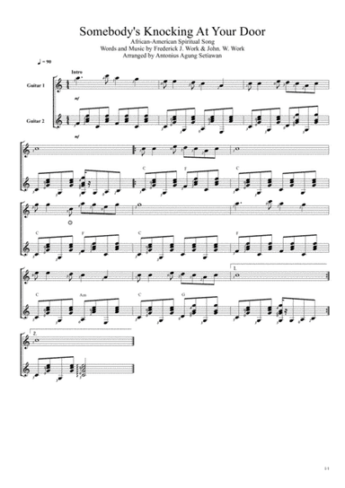 Somebody's Knocking At Your Door (Duet Guitar Score) (arr. Antonius Agung Setiawan)