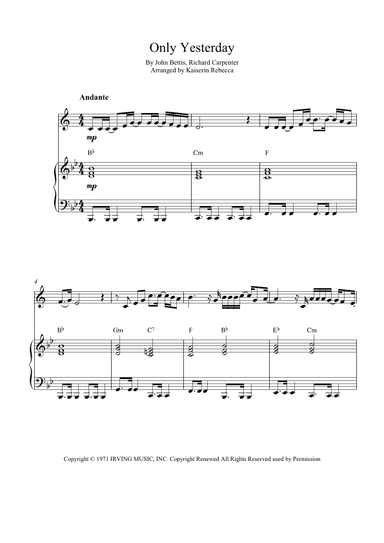 Only Yesterday (arr. Kaiserin Rebecca)