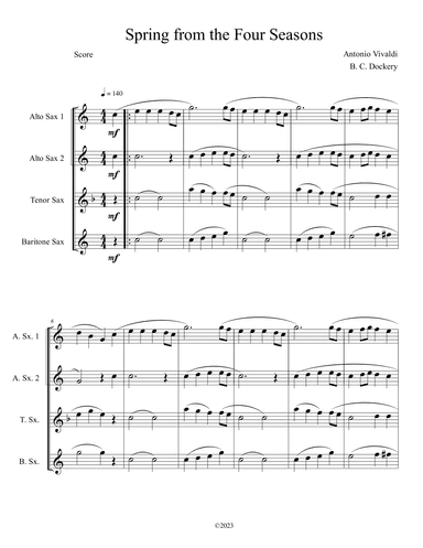 Spring from the Four Seasons (Sax Quartet) (arr. B. C. Dockery)