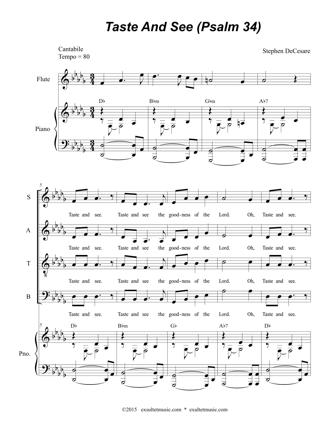 Taste And See (Psalm 34) (Soprano and Tenor solo with SATB)