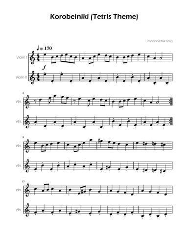 Tetris Theme for Violin Duet (arr. Ygor Nunes)