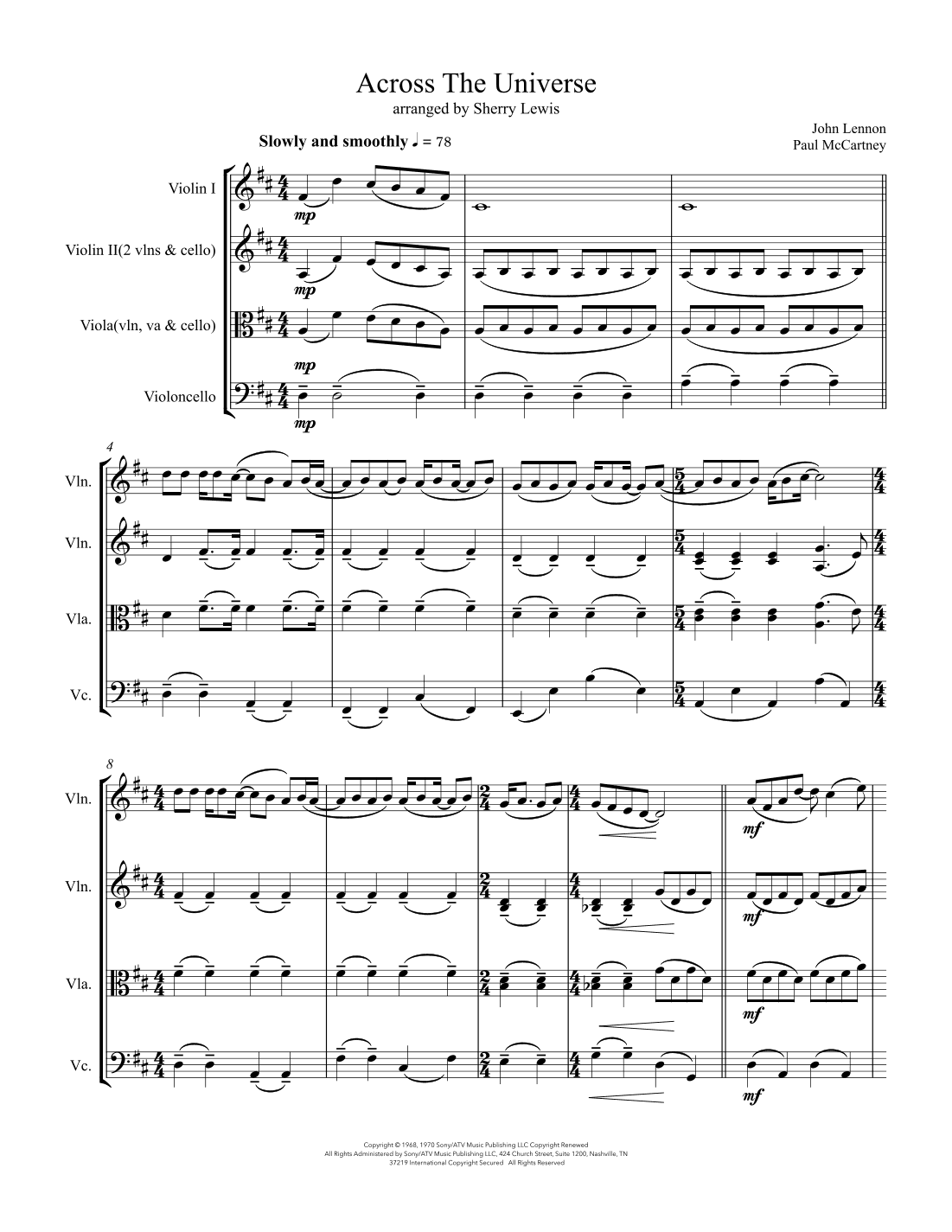 Across The Universe (arr. Sherry Lewis)