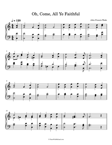 O Come, All Ye Faithful (arr. PianoWithMichael.com)