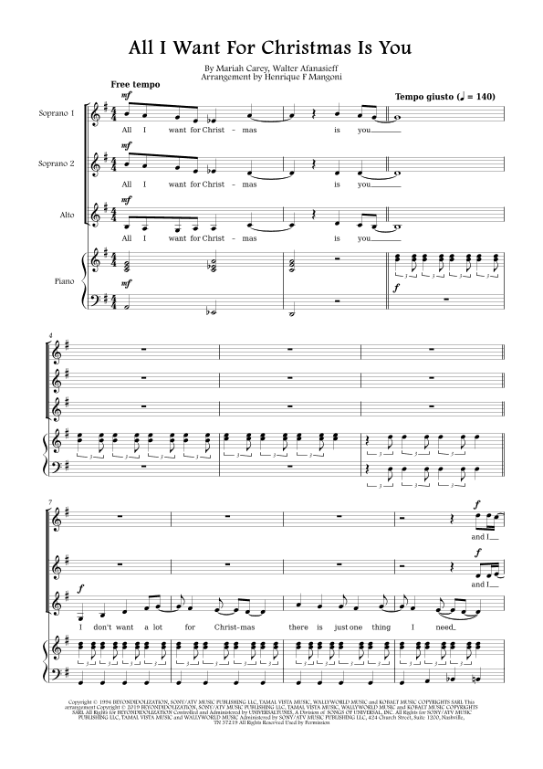 All I Want For Christmas Is You (arr. Henrique F Mangoni)