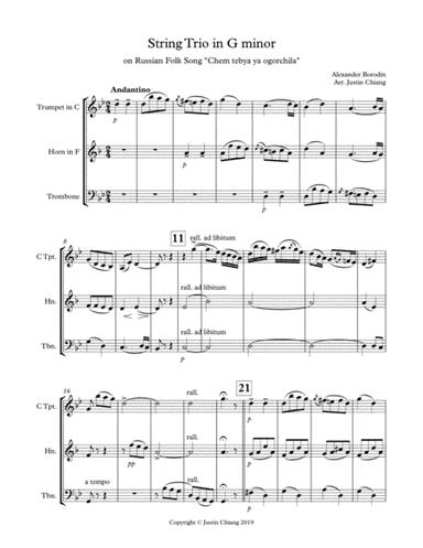 String Trio in G Minor for Brass Trio - Alexander Borodin (arr. Justin Chiang)