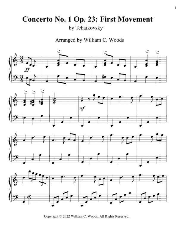 Concerto No 1 Op 23 First Movement (arr. William C. Woods)
