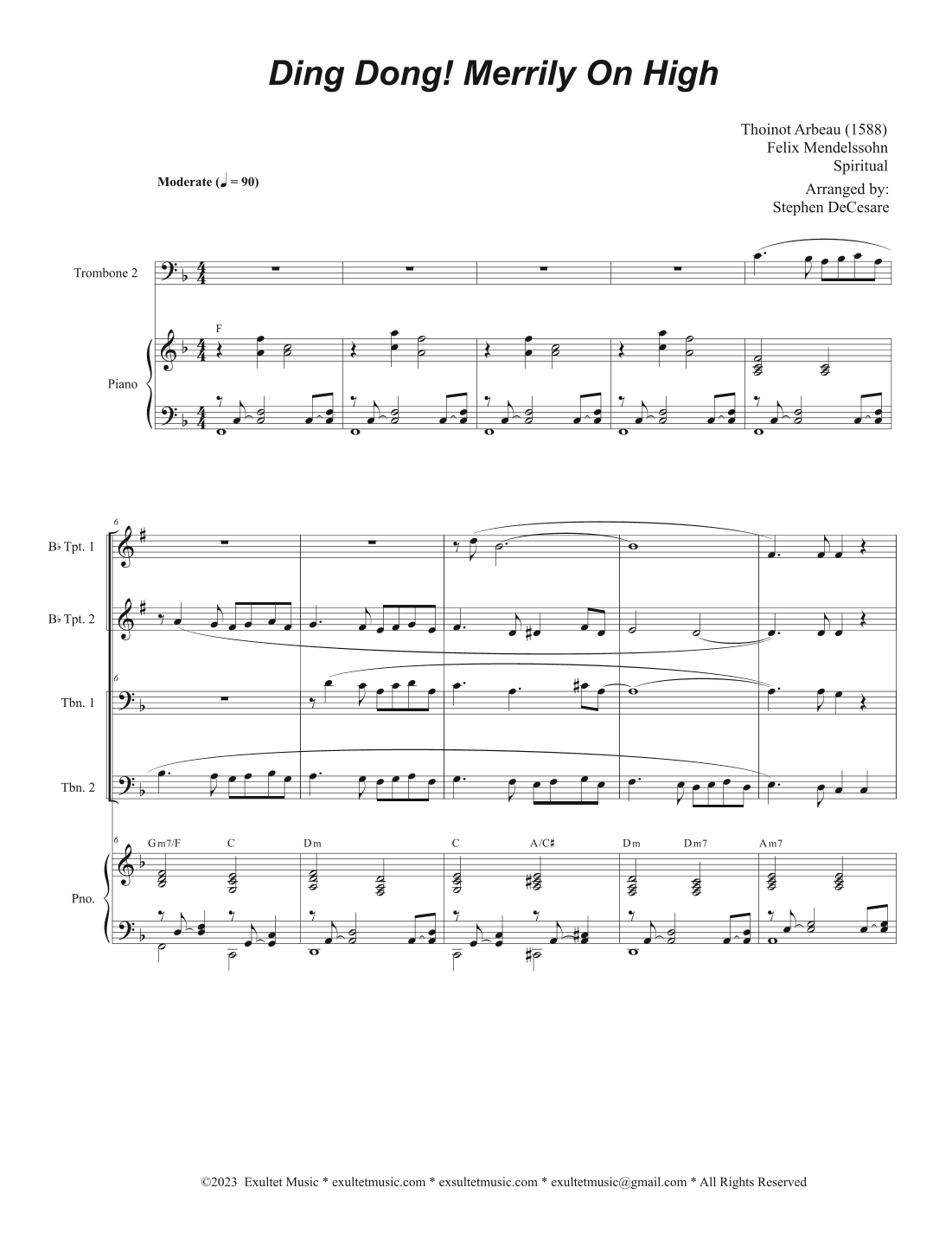 Ding Dong! Merrily On High (Brass Quartet and Piano - Alternate Version) (arr. Stephen DeCesare)