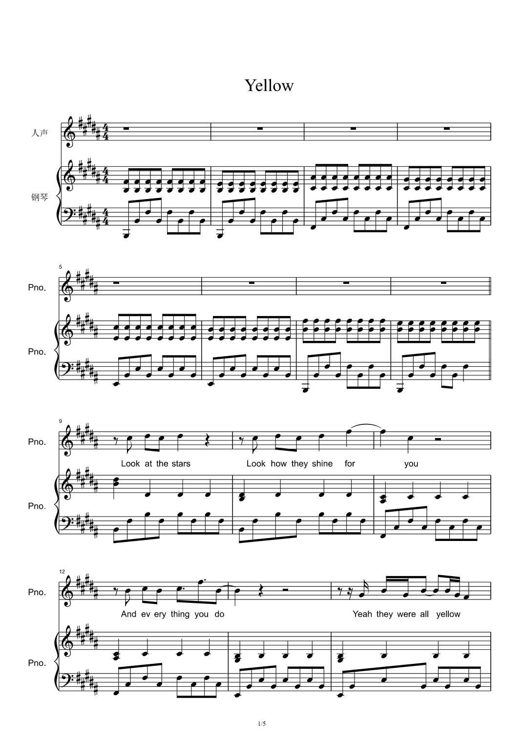 Yellow (arr. Coldplay)