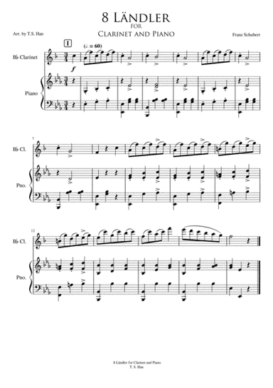 Schubert 8 Landler for Clarinet and Piano, D 378 (arr. T S Han)