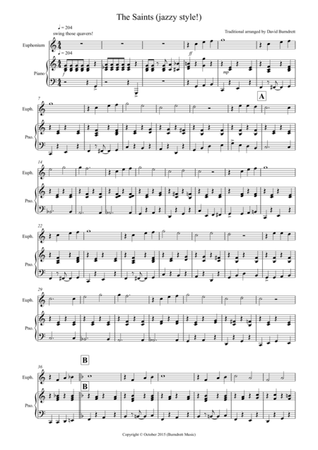 The Saints (Jazzy Style!) for Euphonium and Piano (arr. David Burndrett)