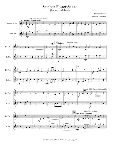Steven Foster Salute (for mixed duet) (arr. Peter A. Drahozal)