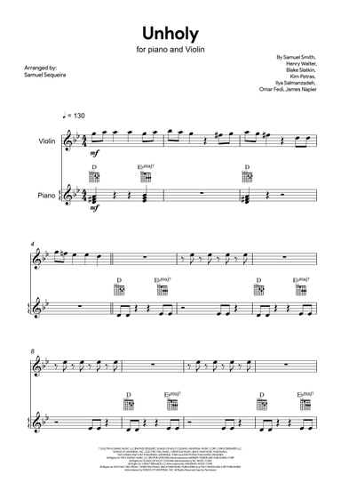 Unholy (arr. Samuel Sequeira)